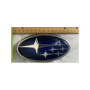 Subaru Front Grille Emblem Logo Blue Silver Chrome 93033AJ000 5.75 Inch Oval